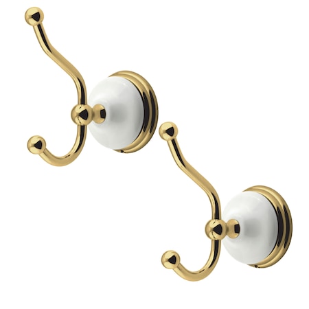 Kingston Brass Victorian 2-Piece Robe Hook, Polished Brass BAK1117PB